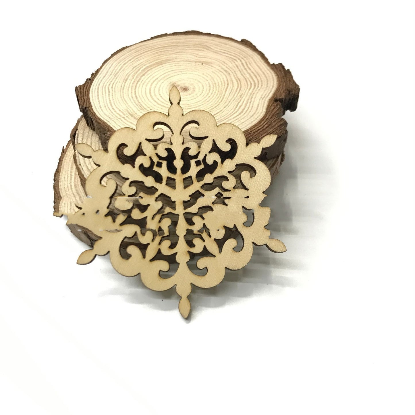 Decorative Wood Chip 80MM Christmas Snowflake