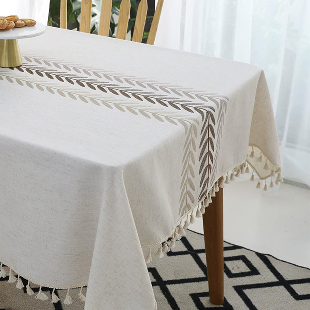 Cotton Linen Rectangular Tablecloth With Tassel Square Table Cloth Dust-Proof Table Cover For Room Decor Restaurant Kitchen Dinning Room Table Cover