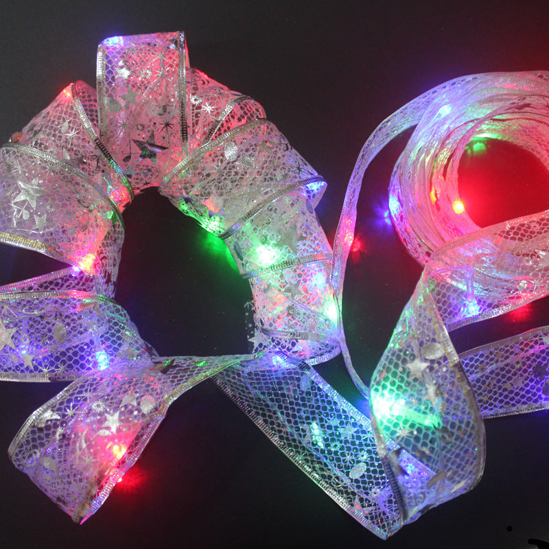 6LED Christmas Tree Lights Gilding Double Ribbons