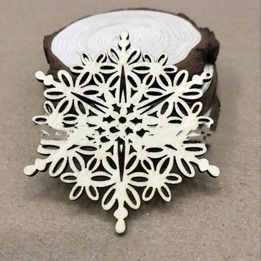 Decorative Wood Chip 80MM Christmas Snowflake