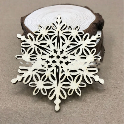 Decorative Wood Chip 80MM Christmas Snowflake