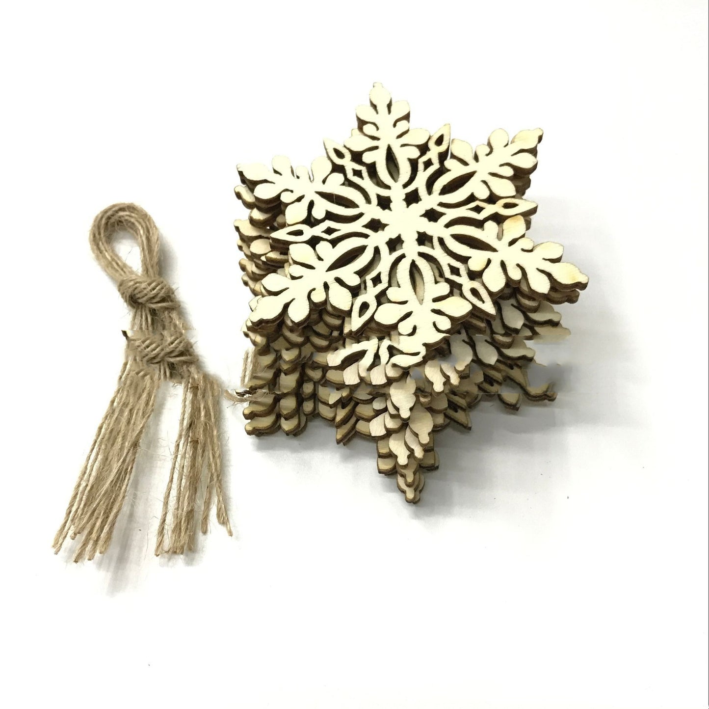 Decorative Wood Chip 80MM Christmas Snowflake