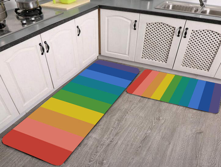 Ins Colorful Velvet Kitchen Floor Mat Entrance Home Use