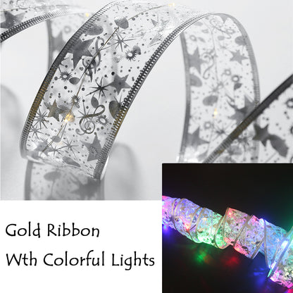 6LED Christmas Tree Lights Gilding Double Ribbons