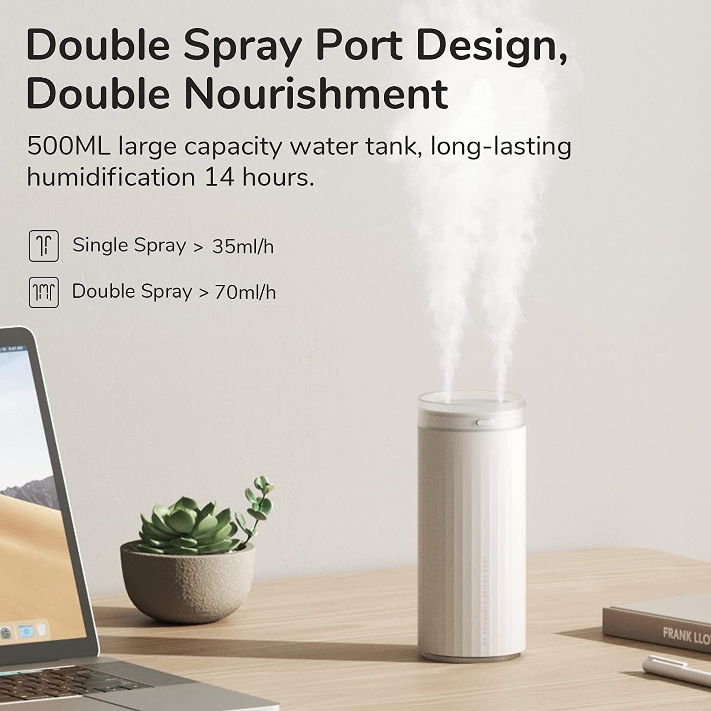 Small Humidifiers 500ml Desk Humidifier Night Light Function