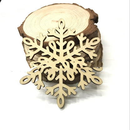 Decorative Wood Chip 80MM Christmas Snowflake