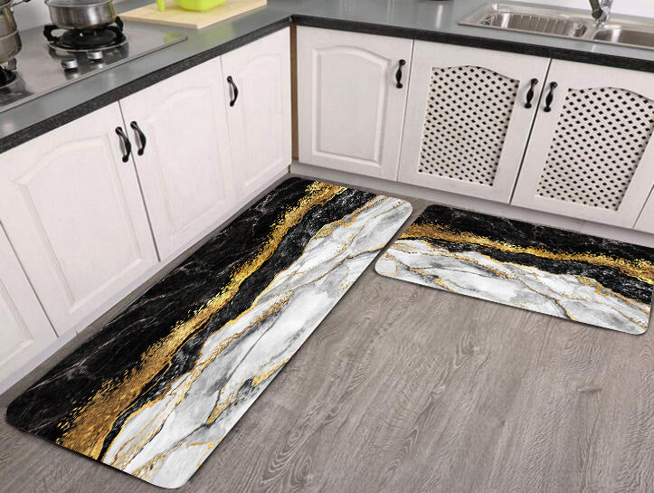 Ins Colorful Velvet Kitchen Floor Mat Entrance Home Use