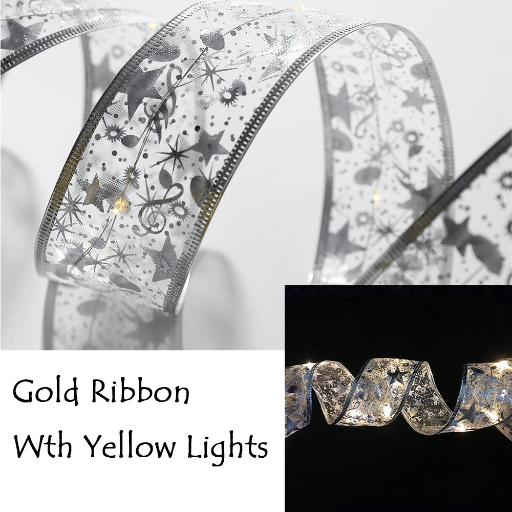6LED Christmas Tree Lights Gilding Double Ribbons