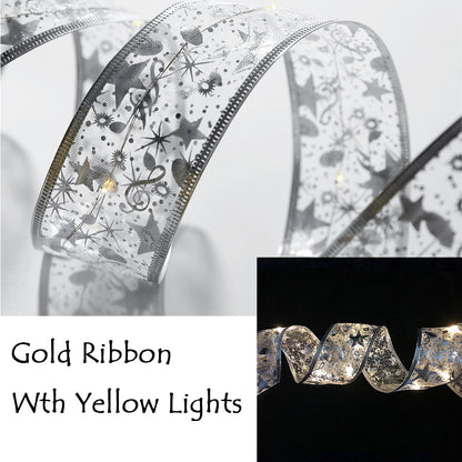 6LED Christmas Tree Lights Gilding Double Ribbons